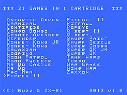 Screenshot shows the game index...