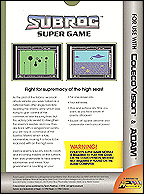 Subroc Super Game Box, Back  ColecoVision.dk